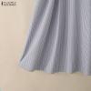 ZANZEA Women Casual Turn Down Collar Long Sleeve Elegant Stripe Dress