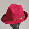 Felt Panama Fedora Hat Short Brim Trilby Flat Hat For Men Women Homburg Church Jazz Hat Adjustable