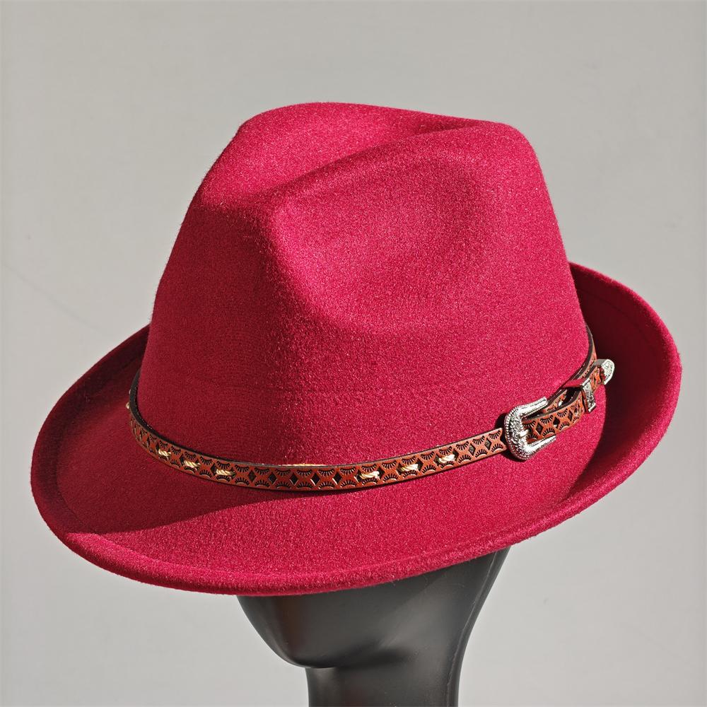 Felt Panama Fedora Hat Short Brim Trilby Flat Hat For Men Women Homburg Church Jazz Hat Adjustable