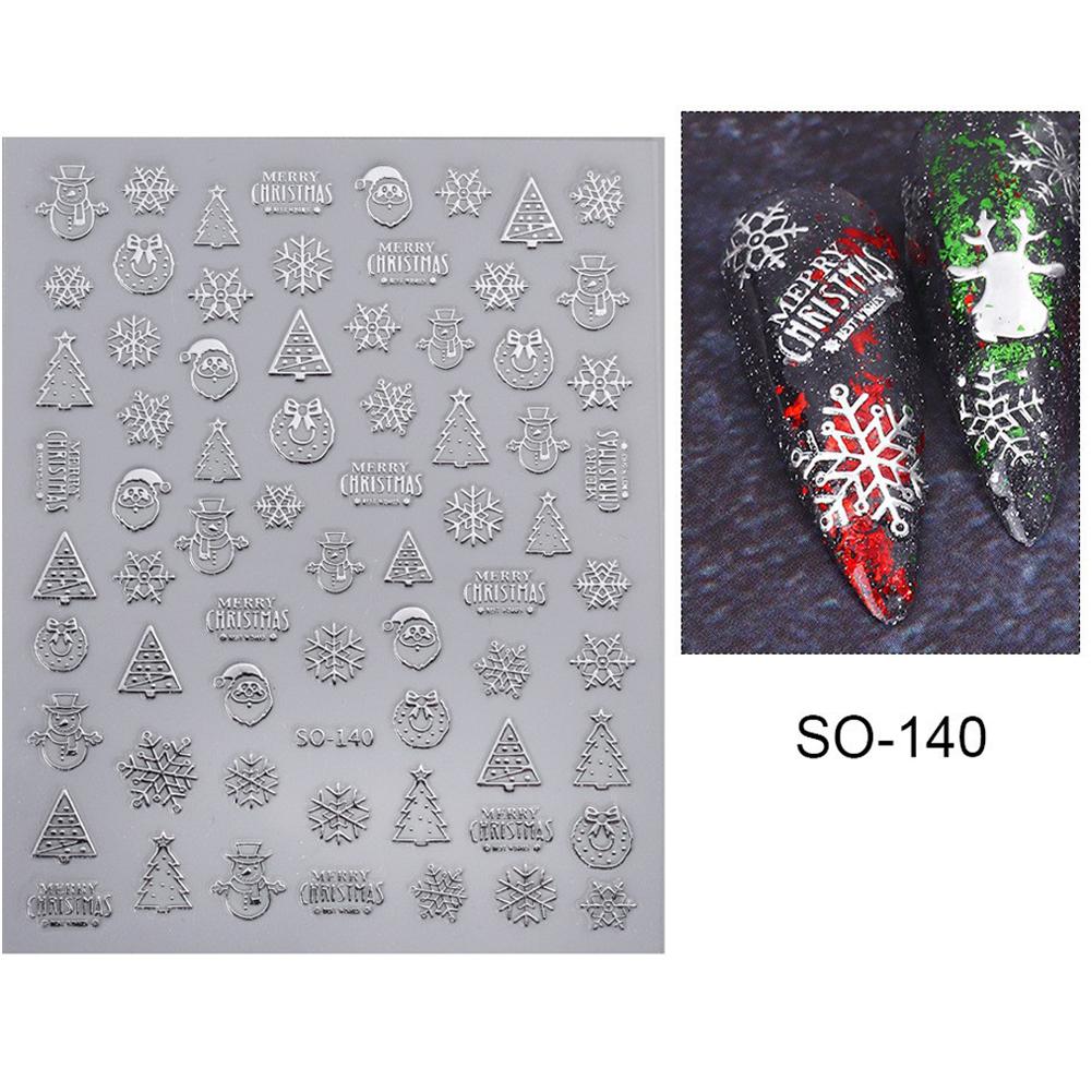 Christmas Nail Art Stickers Nail Decals Self-Adhesive Gold Silver White Snowflake Elk Bell Xmas Tree Design DIY for Women Girls