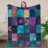 Vintage Creative Floral Plaid Print Flannel Blanket, Beautiful Anomfortable Warm Nap Blanket, Travel Blanket for Sofa, Bed, O