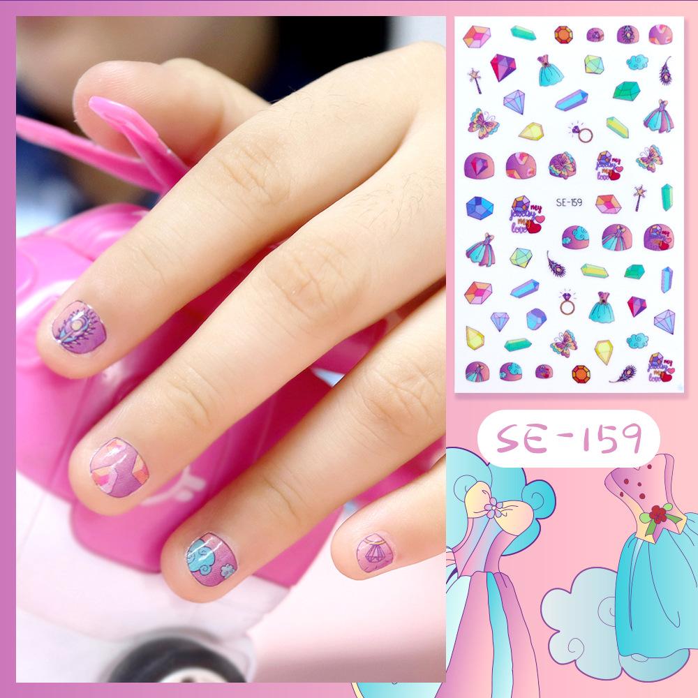 Nová dětská princezna Kreslené samolepky na nehty Flitry Třpytky Barevné květiny DIY obtisk Dětská hračka Kawaii pro děti Dívky Ozdoby