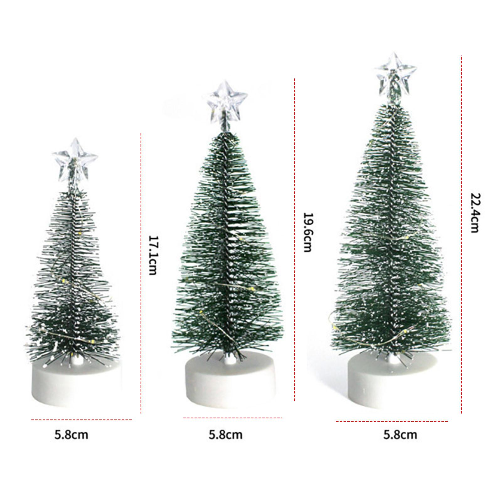 

3Pcs Artificial Xmas Trees Set Desktop Miniature Christmas Trees Decorations Luminous Christmas Tree Home Party Decor Supplies 3-in-1