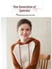Women's High-End Color Block Hooded Cashmere Sweater - Loose, Thick, Raglan Sleeve Knitwear for Autumn/Winter Outerwear