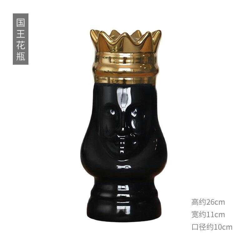 

Creative Human Face Ceramic Vase Black and White Crown Ornament Figure Flower Arrangement Container Dining Table Flower Vase New