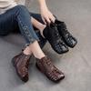 Retro Short Boots Comfortable Genuine Leather Casual Versatile Woven Women's Shoes