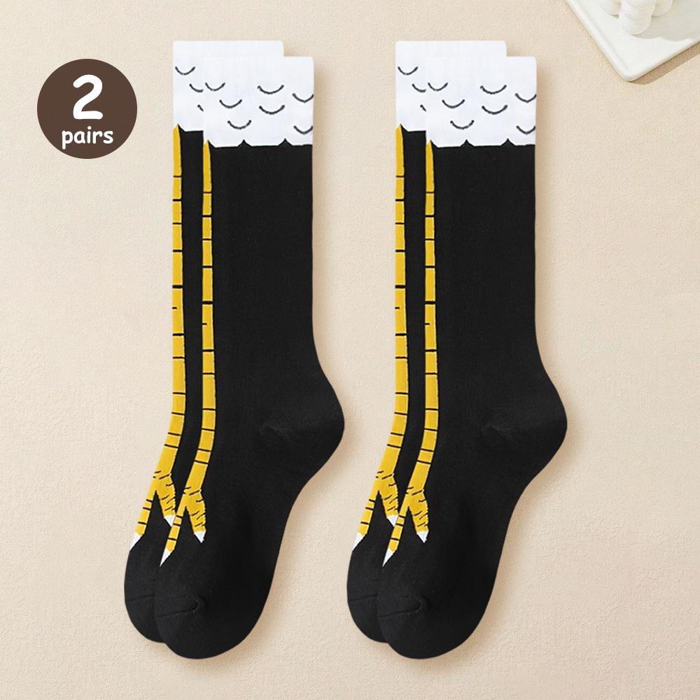 1/2/5/10 Pairs Women Knee High Socks Trendy Cartoon Funny Chicken Claw Socks Fitness Sport Casual Slim Leg Long Tube Socks Women