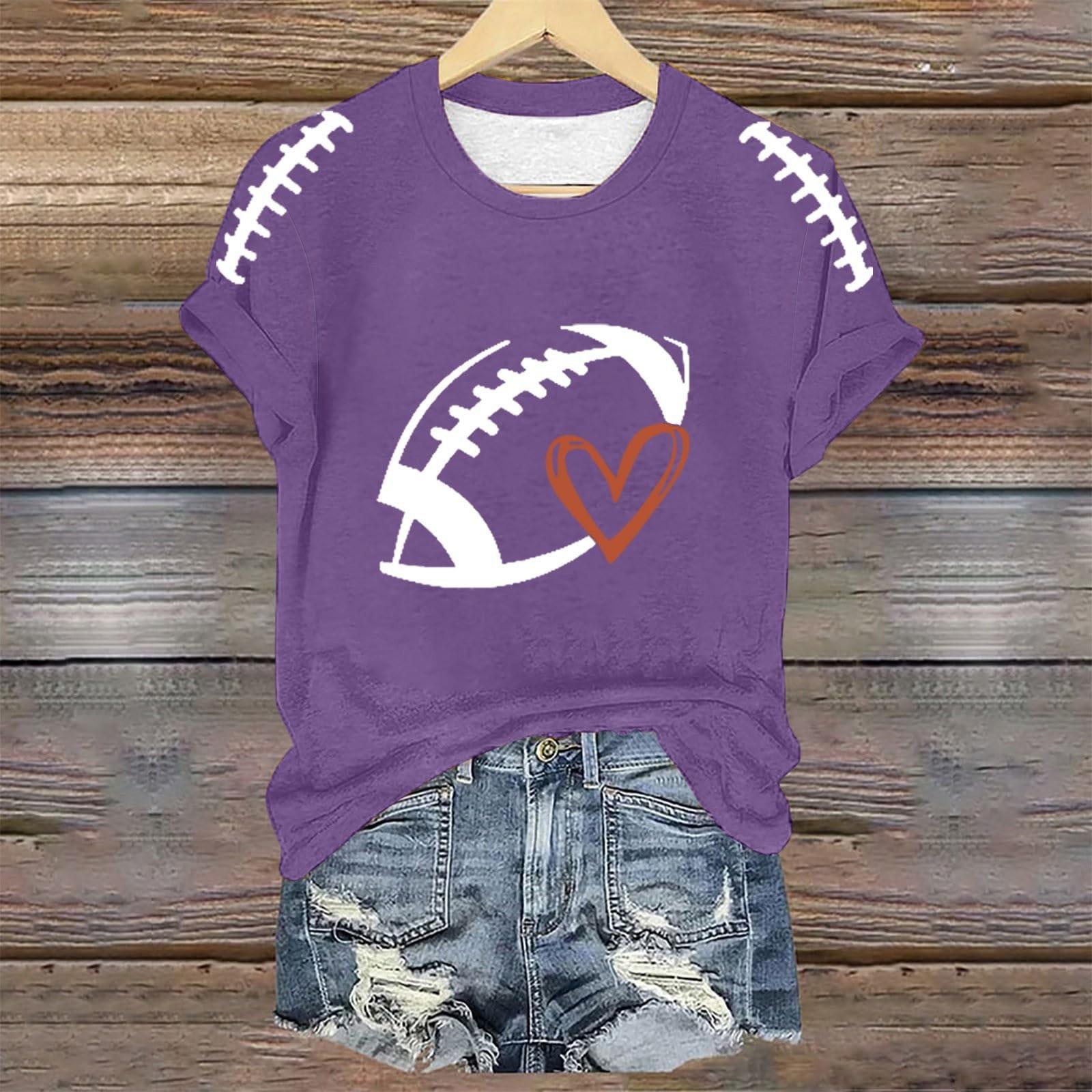 

Женская модная повседневная футболка с коротким рукавом и принтом регби с круглым вырезом XL фиолетовый