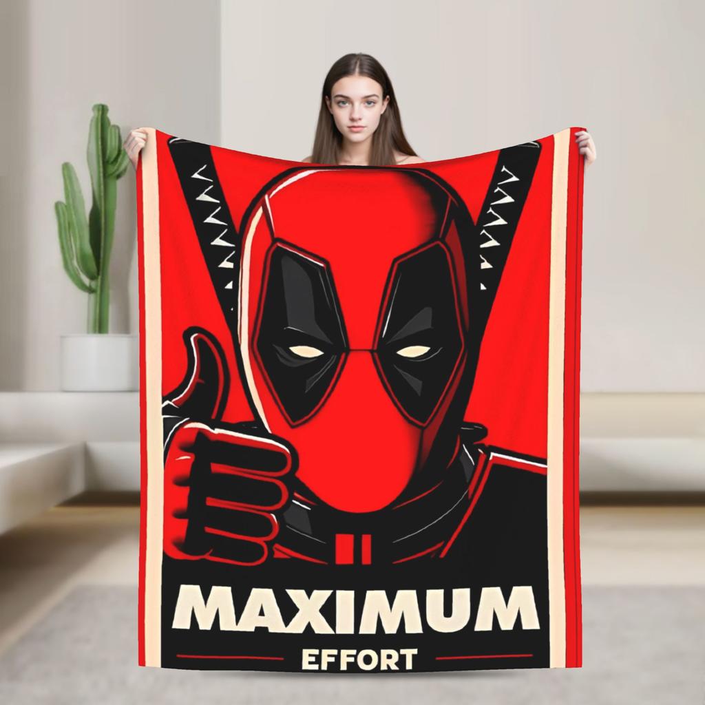 Deadpool and Wolverine Blanket Superhero Comedy Dogpool Plush Awesome Warm Throw Blanket for Bedspread Decoration