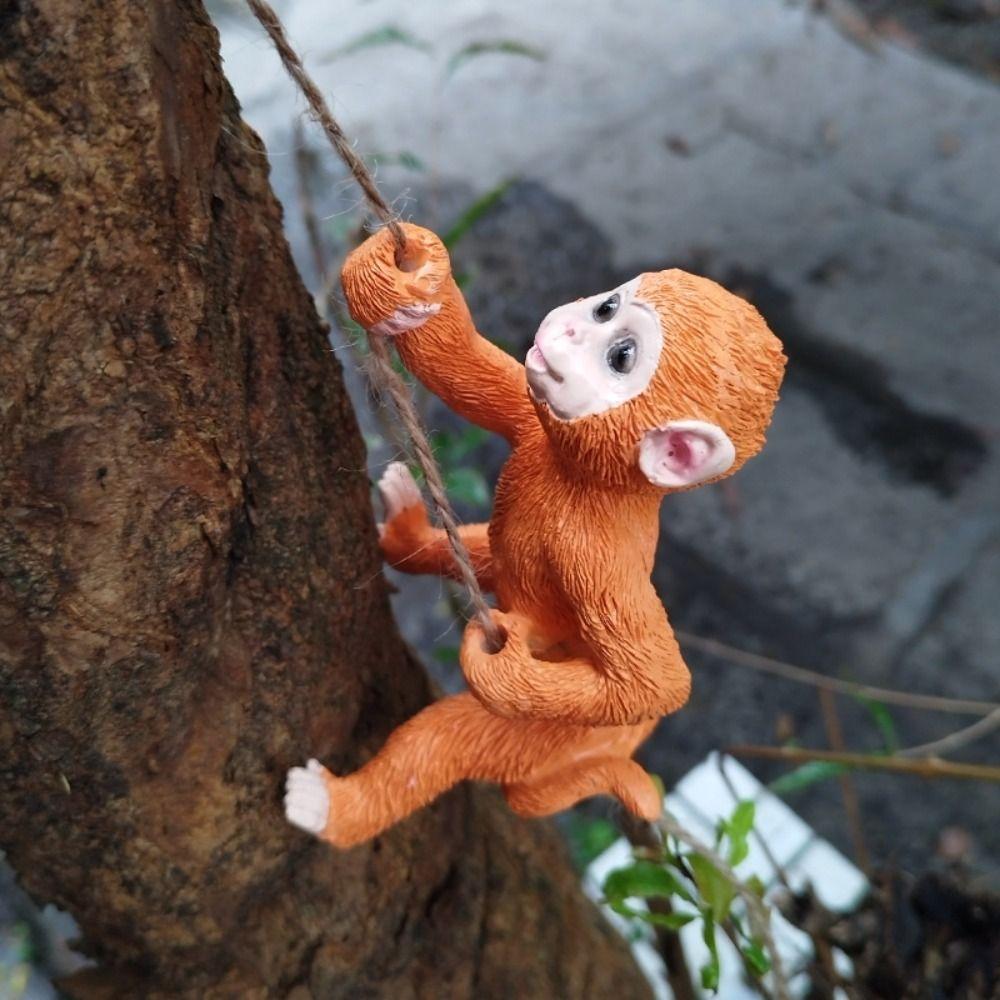 Ornaments Climbing Rope Squirrels Statue Resin Crafts Monkey Figurine  Home Decoration