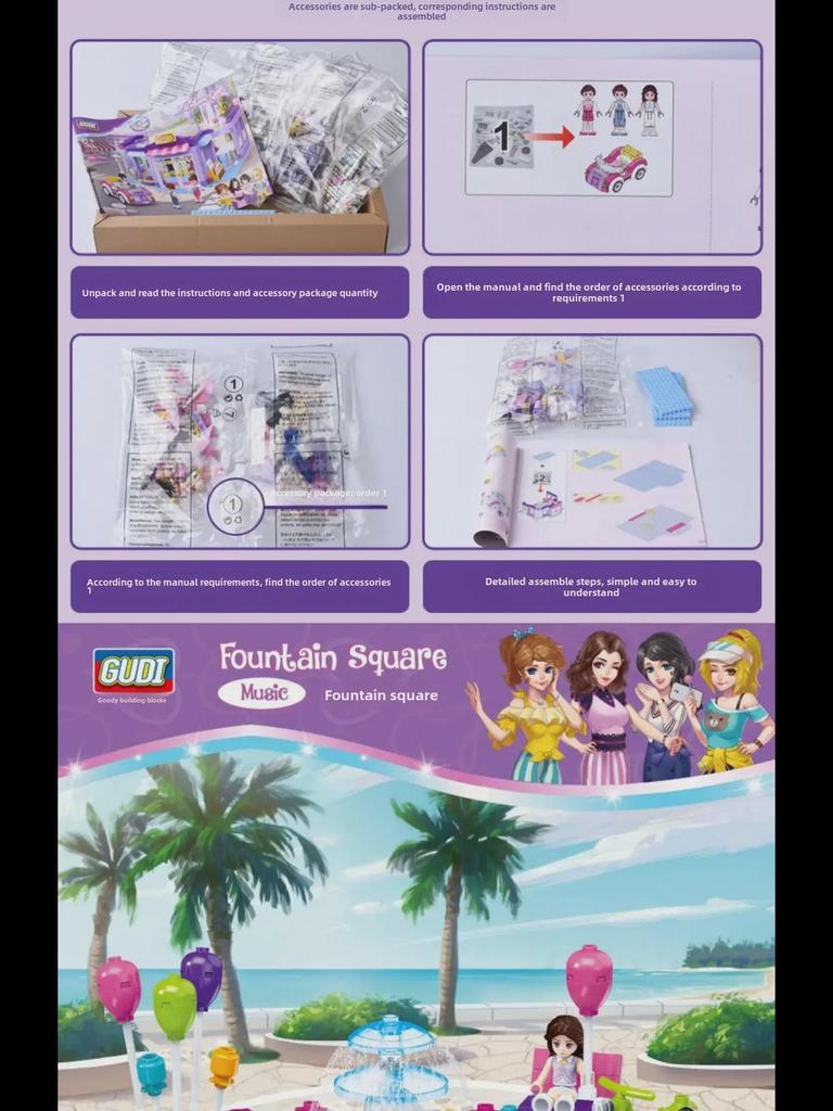 Kompatibilní s Lego: Goody 9611 Princess Fantasy Castle Building Blocks - Puzzle montážní hračky pro dívky