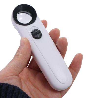 Portable LED Light Handheld Magnifier HD Loupe Magnifying Glass Lens 40X Microscope