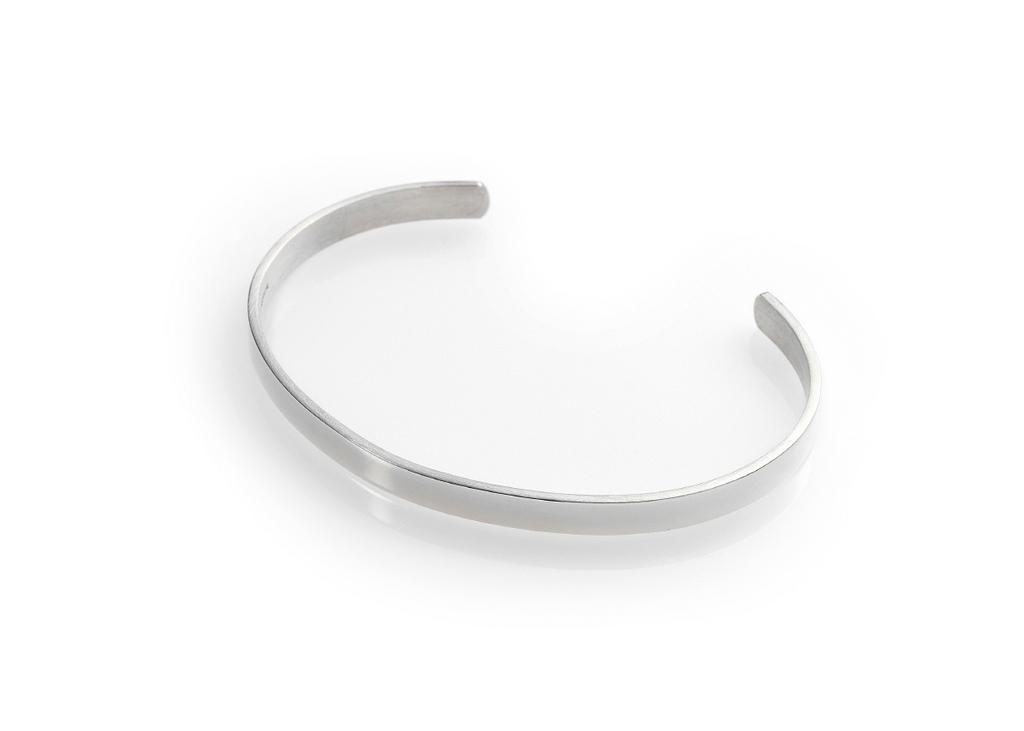 Howthere Simple Wide Silver Bangle (Glossy)