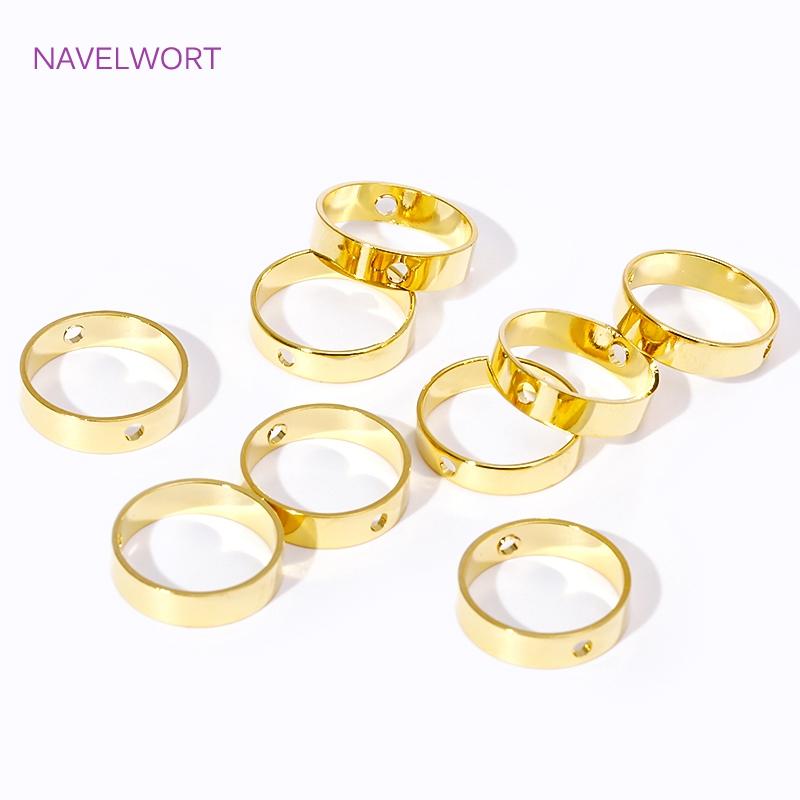 18K Gold Plated Brass Circle Frame Spacer Beads Through Hole Bead Connectors For Bracelet Necklace DIY Jewelry Making Supplies