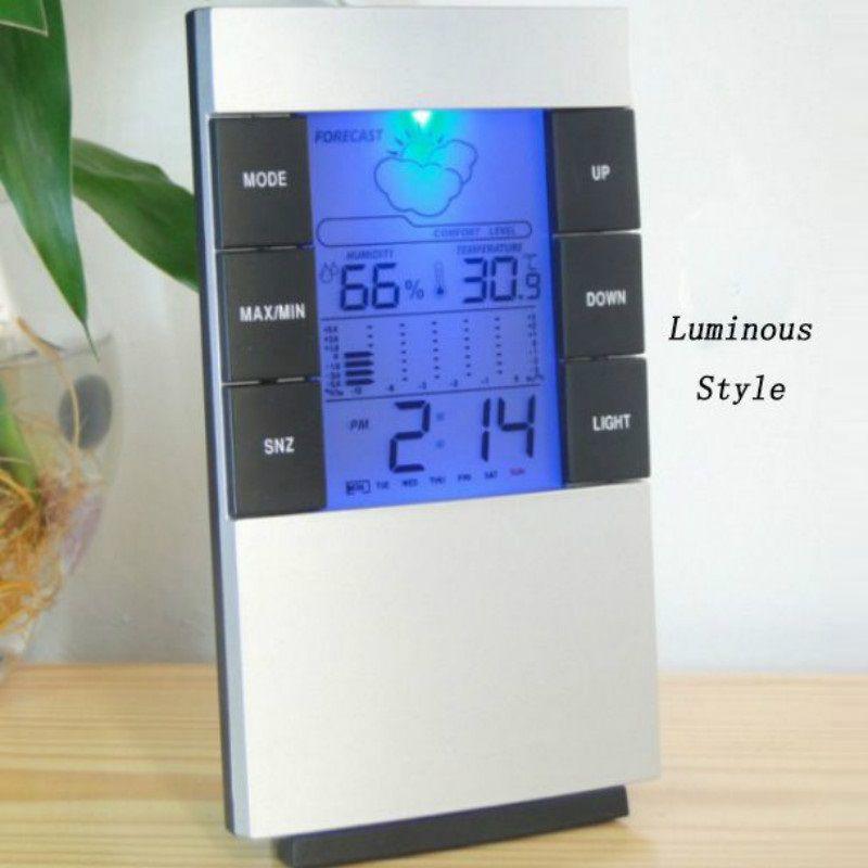 Hygrometer Lcd Digital Thermometer Humidity Meter Weather Forecast Alarm Clock