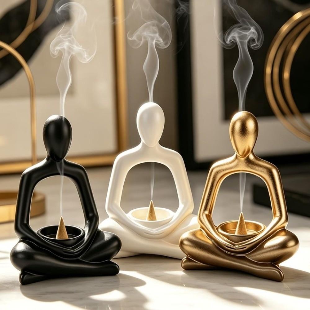 Zen Chinese Style Yoga Statue Incense Holder 3D Printed Sculpture Candle Holder  Living Room