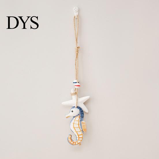 Hanging Sea Creature Display Mediterranean Nautical Wall Decor, Handcrafted Wooden Ocean Style Ornaments, Decorative Pendants with Animal Cotton Rope