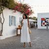 Häkel-Spitzen-Patchwork-Kleid Lockerer Schnitt Damen Sommerkleid Vintage-Stil Langer Rock Strandmode