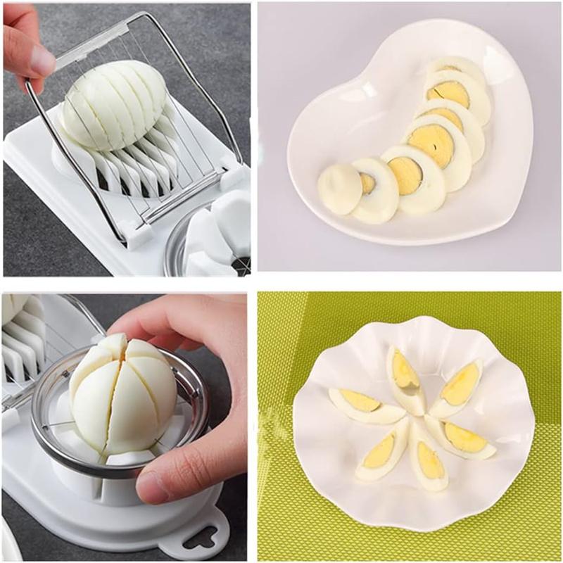Egg Slicer For Hard Boiled Eggs, Multipurpose Boiled Egg Slicers Cutter, Stainless Steel Wire With 2 Slicing Styles