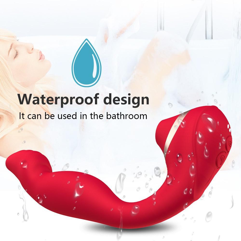 Female Double Orgasm Sucking Vibrator G Spot Clitoris Stimulator with Imitates Finger Touching Stimulation Sucker Oral Clitoris Stimulator Erotic