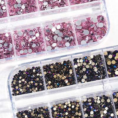 1900-2000 pièces de strass en cristal à dos plat en verre pour bijoux, points de cire ss4-30 AB Gems rose champagne noir pierres à ongles 3D