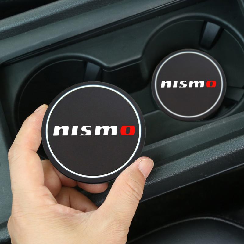 

2Pcs Car Coasters Water Cup Slots Non-Slip Mat Waterproof Water Cup Mat Drink Pad Nismo Car Interior Accessories