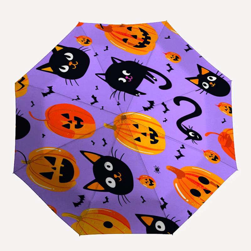 Halloween, Black Cat- Automatic umbrella,Suitable for Men and Women,Suitable for Birthdays, Christmas, Gifts for Fashion Lovers0917b