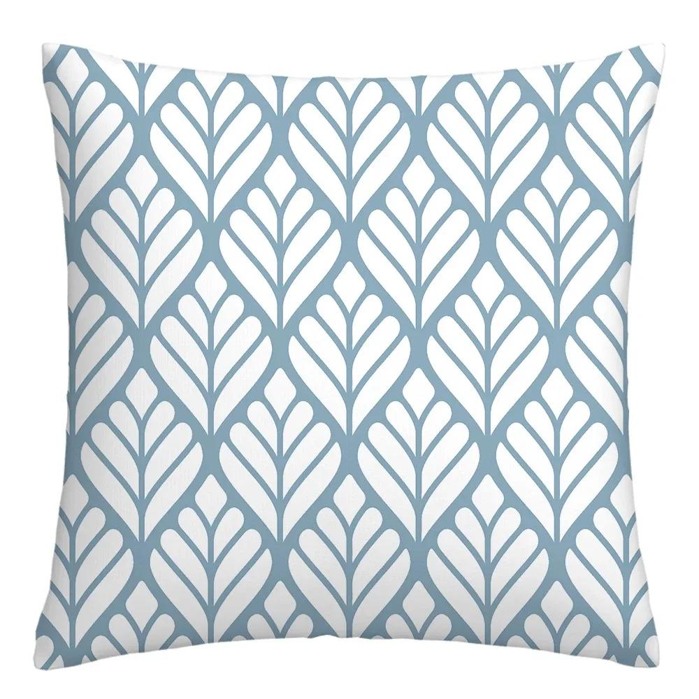 Blue and White Geometric Decorative Pillowcase Living Room Office Home Pillowcase Car Ornaments Ideal Gift
