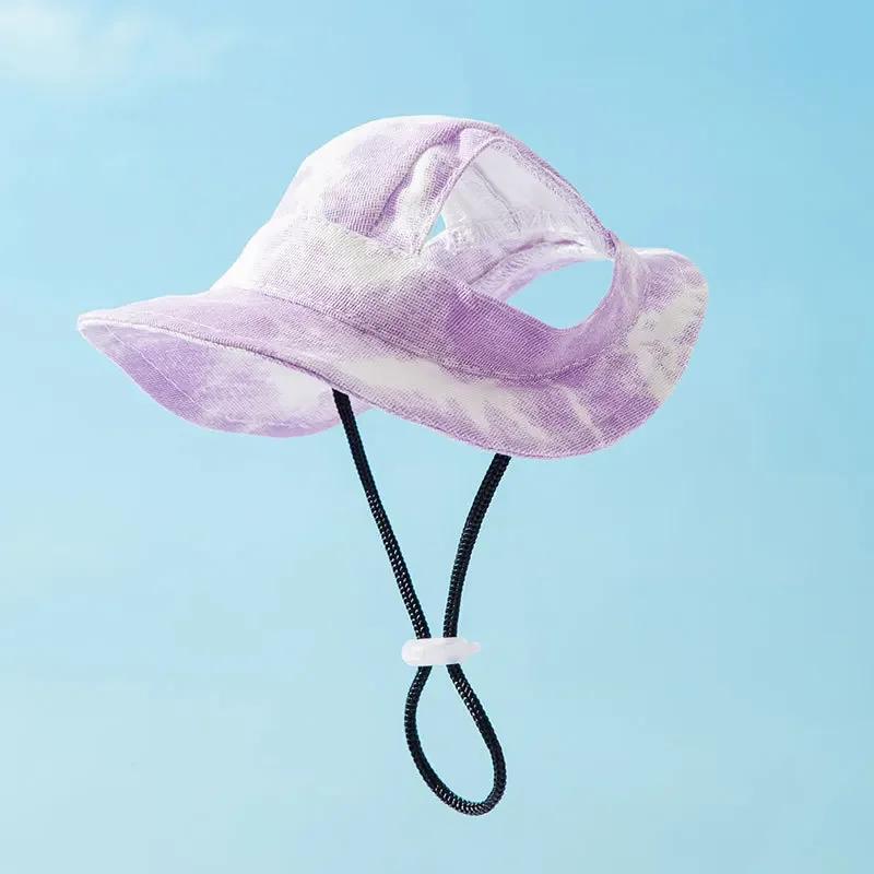 Summer Pet Cute Open Ears Adjustable Breathable Sunscreen Shading Small Dog Cat Hat Dog Bucket Hat