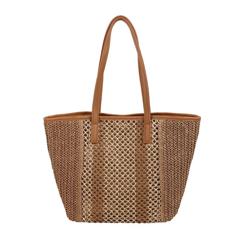 

2025 summer new fashion trend woven bag seaside vacation daily leisure shoulder bag large capacity tote bag