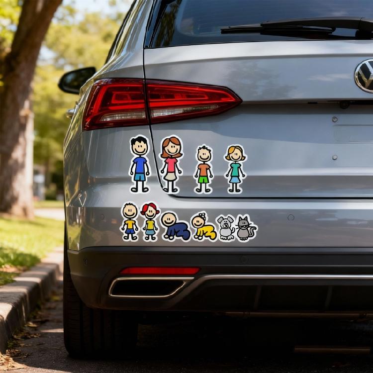 Funny Family Members Auto Stickers For Family Vehicles Decorative Decals PVC Water Resistant Easy Removal