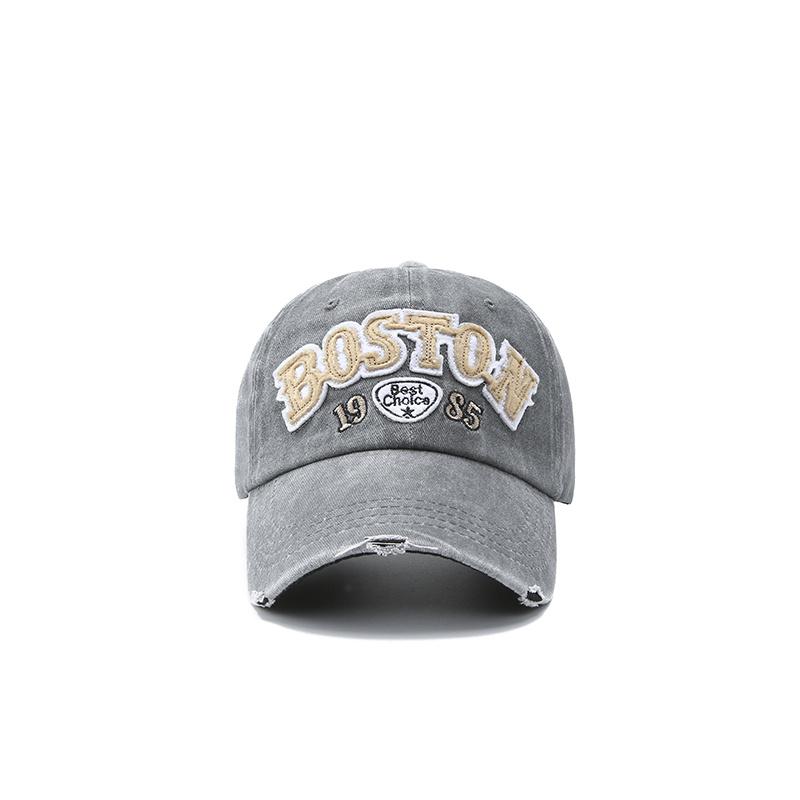 Baseball Cap Vintage Style-style Sun Hat Washed Denim Spring Autumn Baseball Cap BOSTON Embroidery Cap Hip Hop Fitted Cap