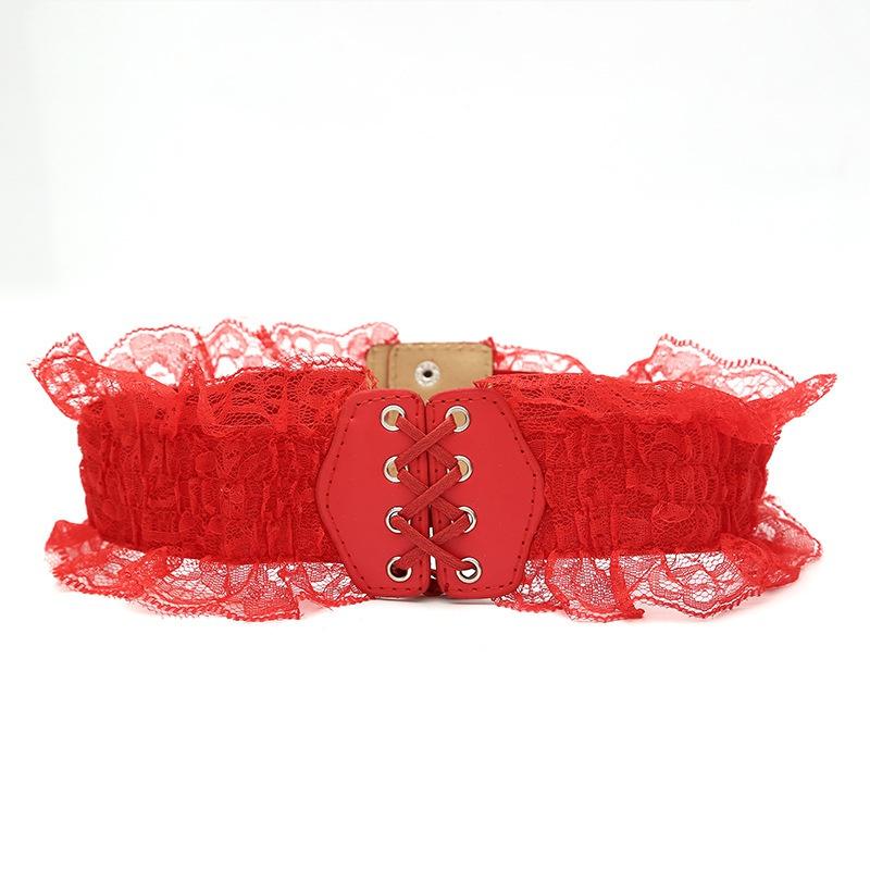 Fashion Lace Stretch Belts for Women for Wedding Dress Wide  Elastic Female Waistband Belts