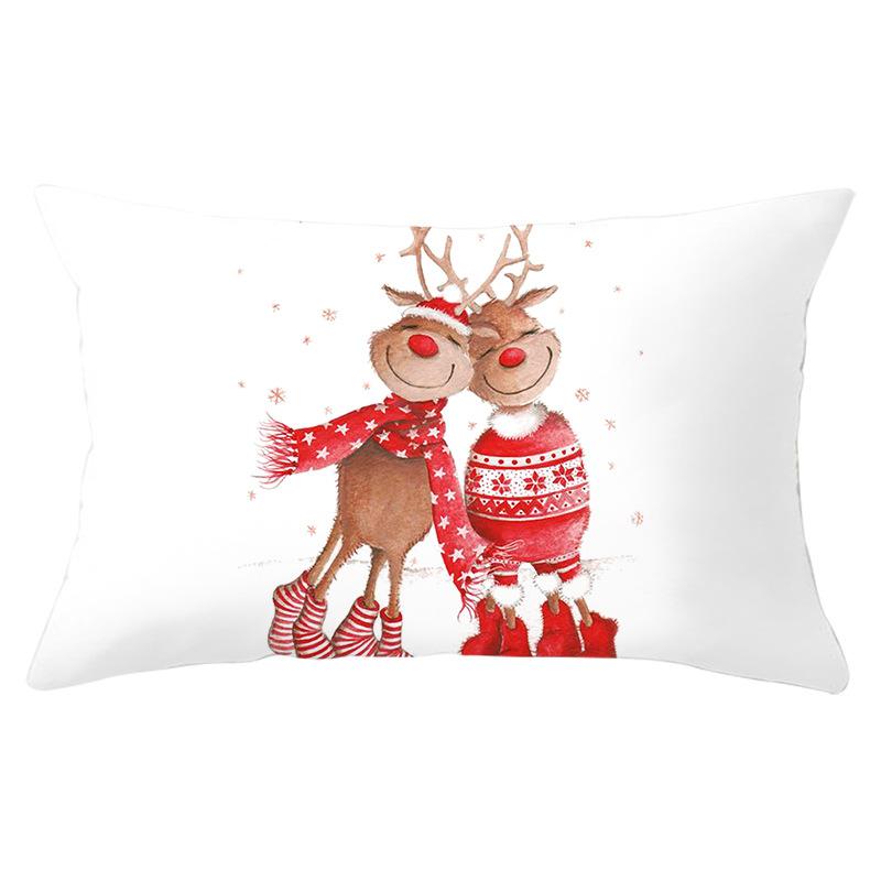 Simple Cartoon Print Series Christmas Waist Pillowcase Peach Skin Printed Pillowcase Home