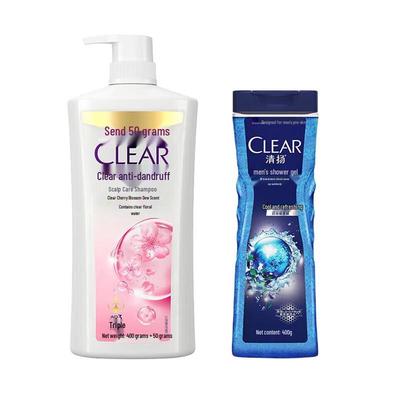 Klares Kirschblüten Shampoo & Herren Öl-Kontroll Duschgel Set