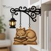 Retro Bookshelf Light Vintage with Cat Sleeping on Book Design, Lantern Rustic Metal Wall Lamp for Reading, Decorative LED Study Room Library