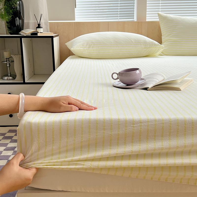 1PCS Sheet Pastoral Flower Fitted Sheet Non Slip Bedspread Washable Cotton With Elastic Band Mattress Cover (no Pillowcase)