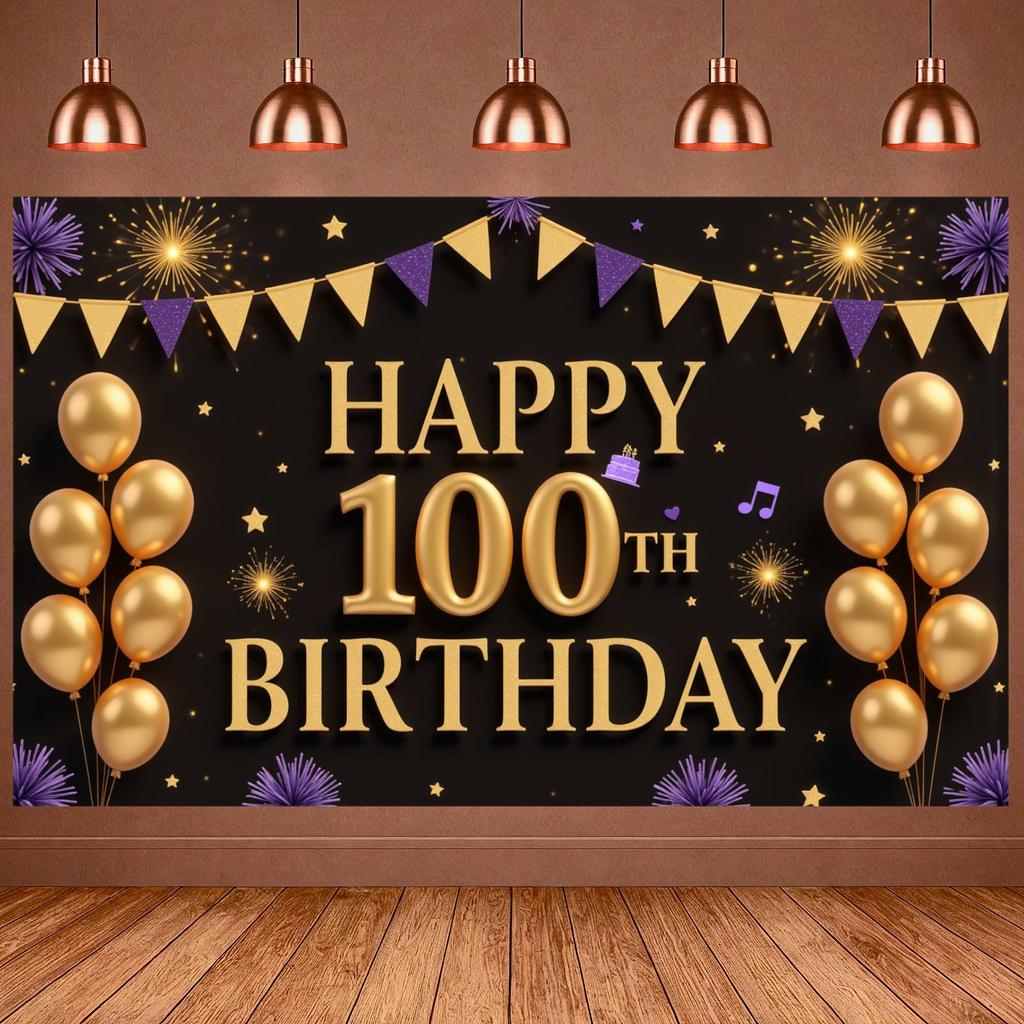 Birthday Celebration Banner Luxury Birthday Event Display Celebration Background Cake Pattern 100th Birthday Backdrop