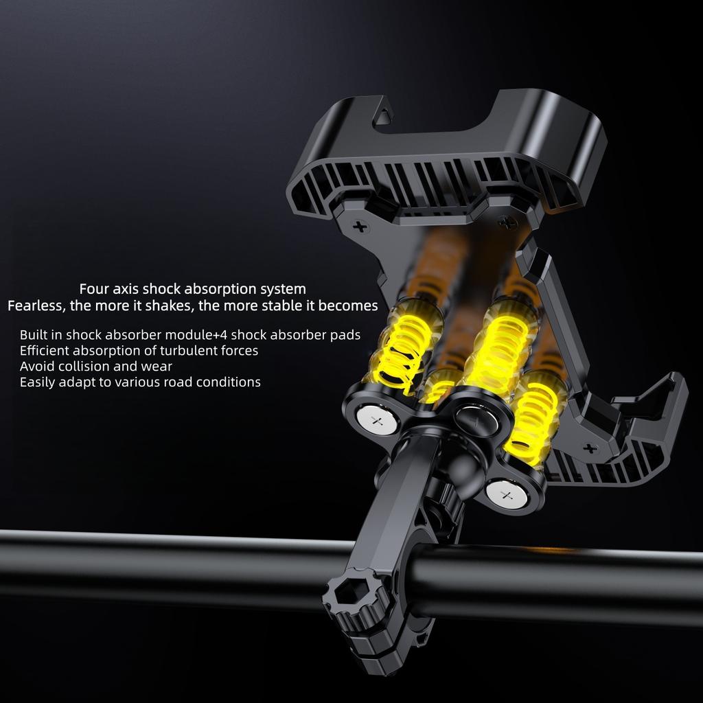 Motorcycle Bicycle Phone Holder GPS Bracket Cellphone Stand Mount Adjustable Bike Phone Shock Absorption Cycling Bracke