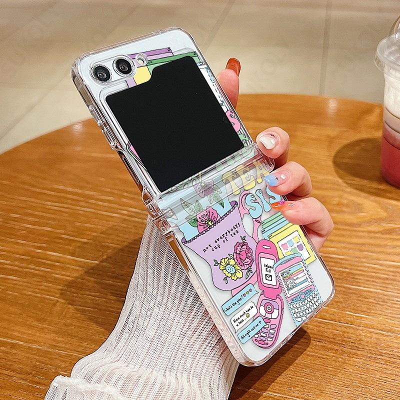 Creative Case For Samsung Galaxy Z Flip 7 5 4 6 3 5G Fashion Personalized Hard Folding Case For Galaxy Z Flip5 Flip4 Flip6 Flip7
