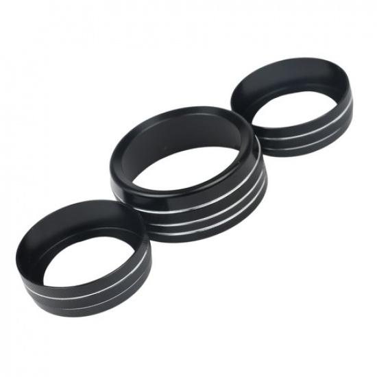 New 3Pcs New Volume CD Switch Knob Ring Trim Cover for 14-21 Grand Cherokee