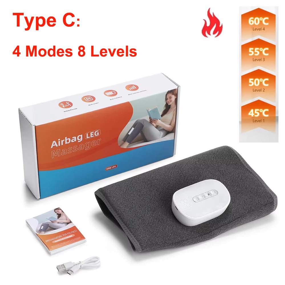 Wireless 360° Air Pressure Calf Massager 3 Level Hot Compress Airbag Compression Massage Leg Muscle Foot Relax Blood Circulation