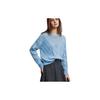 French Design Hollow Out Pullover Round Neck Loose Knit Sweater Women Tops Blue EZ47370