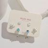 2024 New Blue Tone Silver Stud Earrings for Women