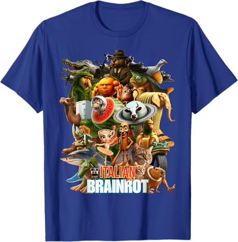 Italian Brainrot Viral Meme Collage Gen Z TShirt Y2k Bootleg Mashups Graphic Outfit AI Creatures Art Aesthetic Clothes Novelty