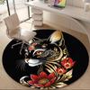 1pc Cat Flowers Office Round Area Rug, Indoor Mat Suitable ForOffice, Under Office Chairs Bedroom Living Room Home Decor, Room Deco 011