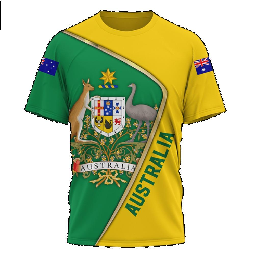 Heißes australisches Stil 3D-Druck Sommer Herren Rundhals-T-Shirt Lässig Kurzarm Übergroßer Pullover Modetrend Herrenbekleidung