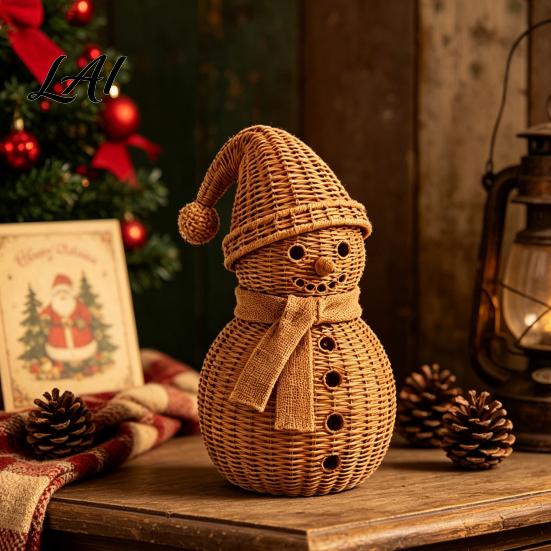 Cute Snowman Shelf Decor Christmas Ornament for Tabletop Decor Retro Resin Figurine Decorative Figurines Fireplaces with Knitted Texture Winter
