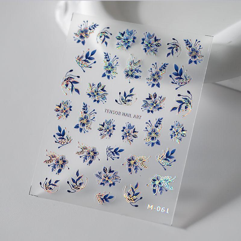 

Qiji Electric Gold Laser Colorful Flower Three-Dimensional Nail Stickers Waterproof Nail Sticker Decorative Decals Ornament M061 M061 (electric gold laser relief)