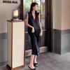 Rochie Europeană cu Decolteu în V, Subțire, Fără Mâneci, cu Textură de Acetate pentru Femei